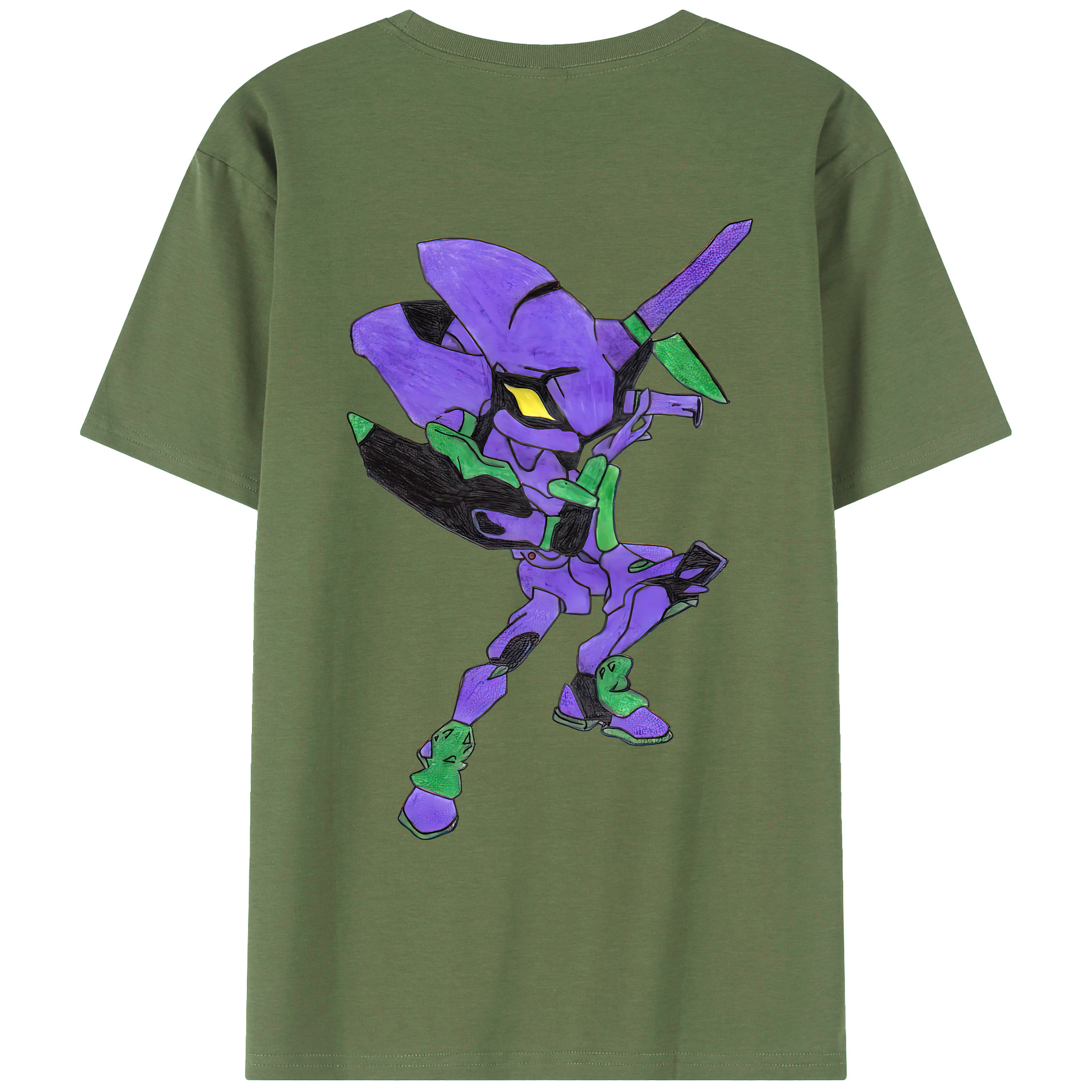 （画像用） EVA 新世紀エヴァンゲリオン 綿100％ メンズ半袖Tシャツ（バックプリント） 通気性